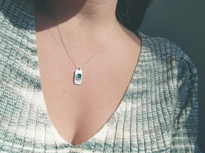Emerald Cut Emerald Tag Necklace