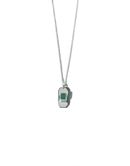 Emerald Cut Emerald Tag Necklace