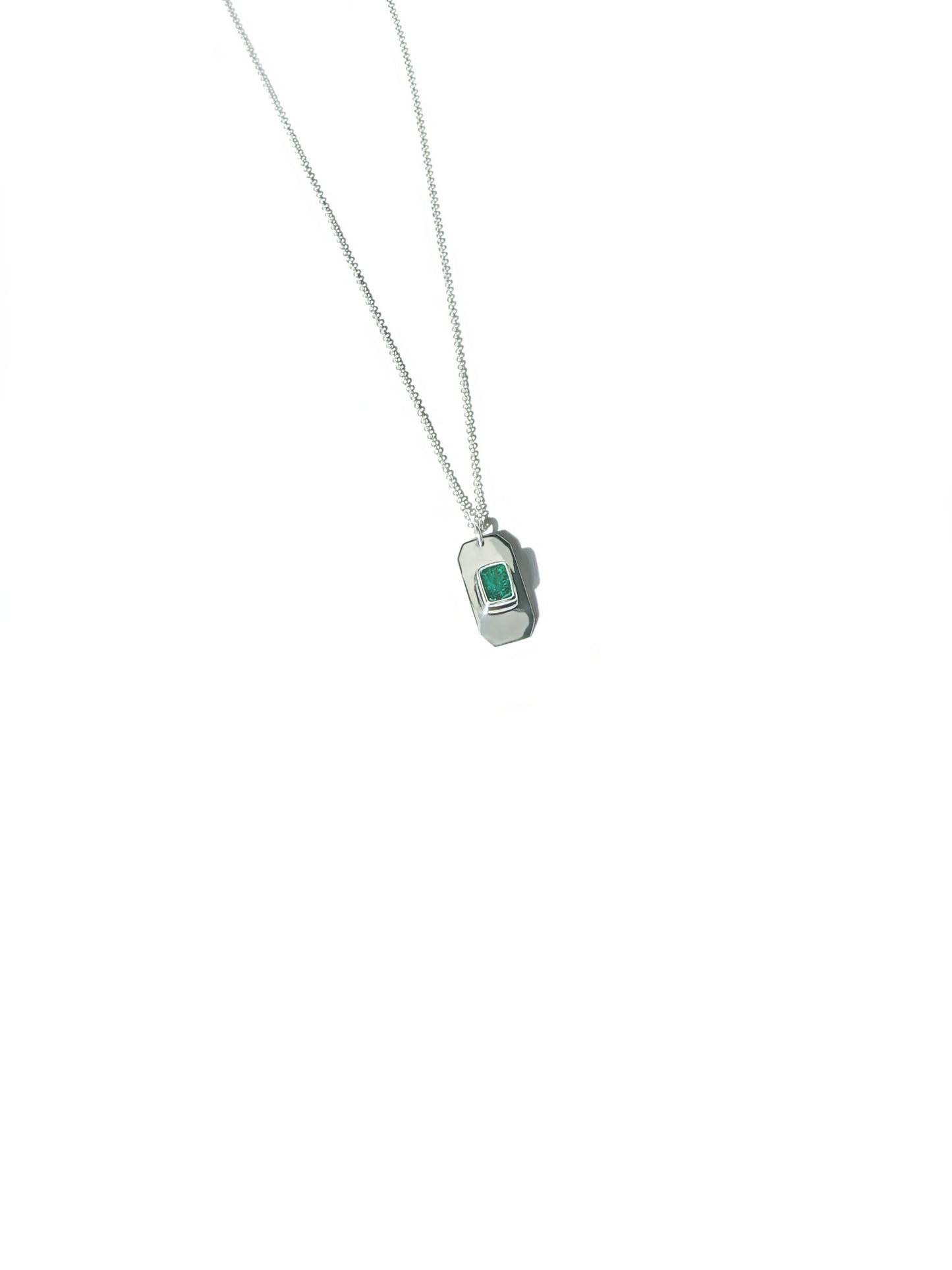 Emerald Cut Emerald Tag Necklace