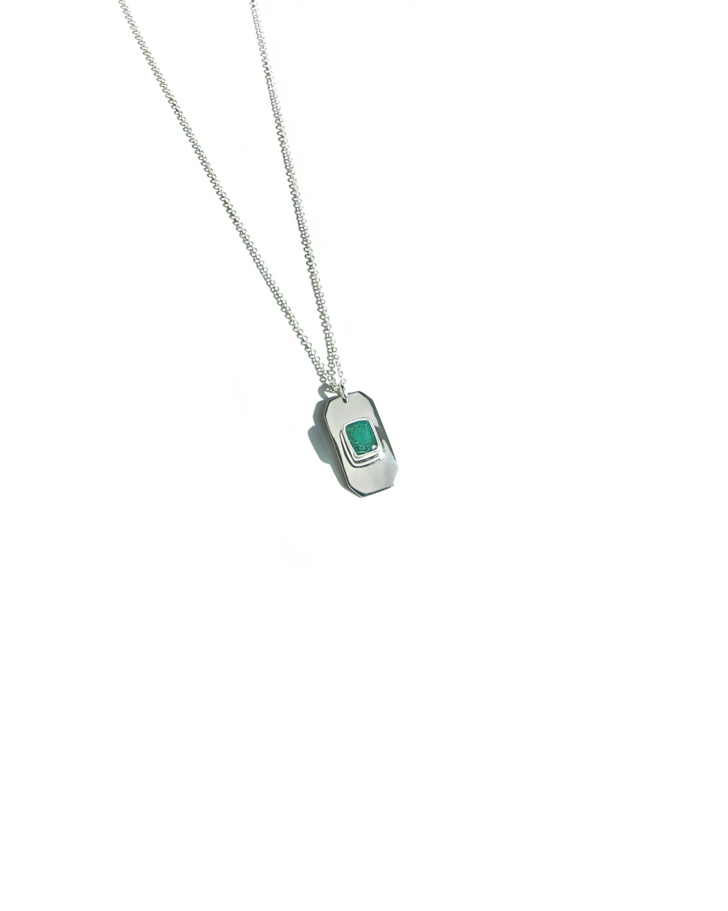 Emerald Cut Emerald Tag Necklace