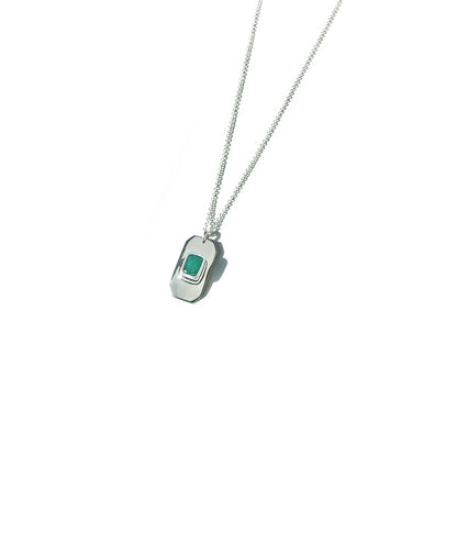 Emerald Cut Emerald Tag Necklace