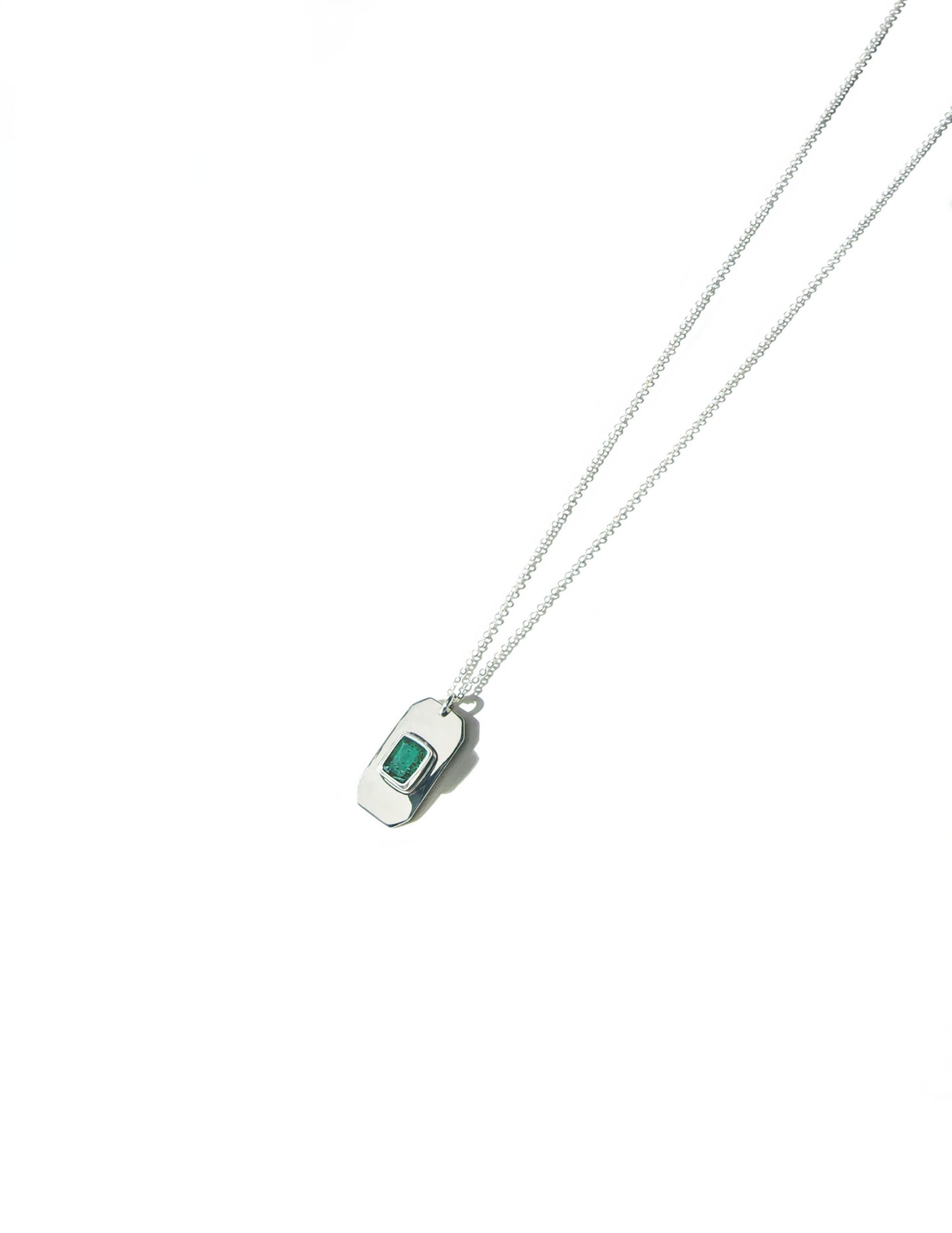 Emerald Cut Emerald Tag Necklace