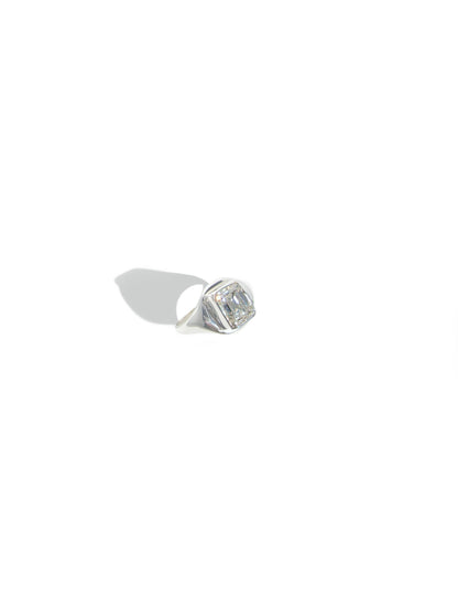 Emerald Cut Moissanite Signet Ring