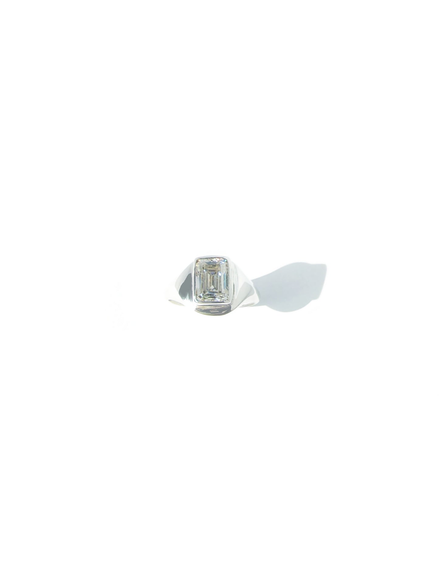 Emerald Cut Moissanite Signet Ring