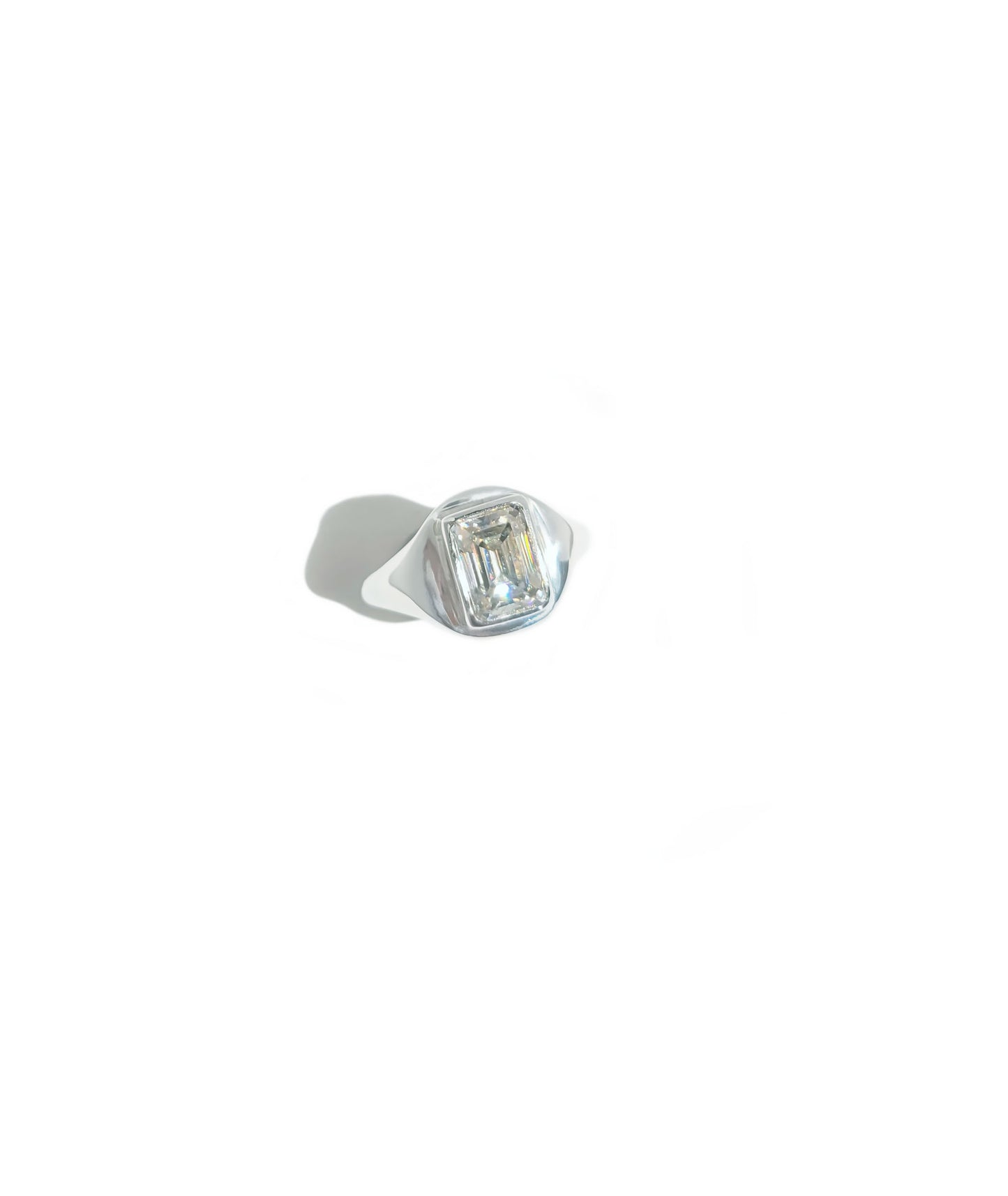 Emerald Cut Moissanite Signet Ring