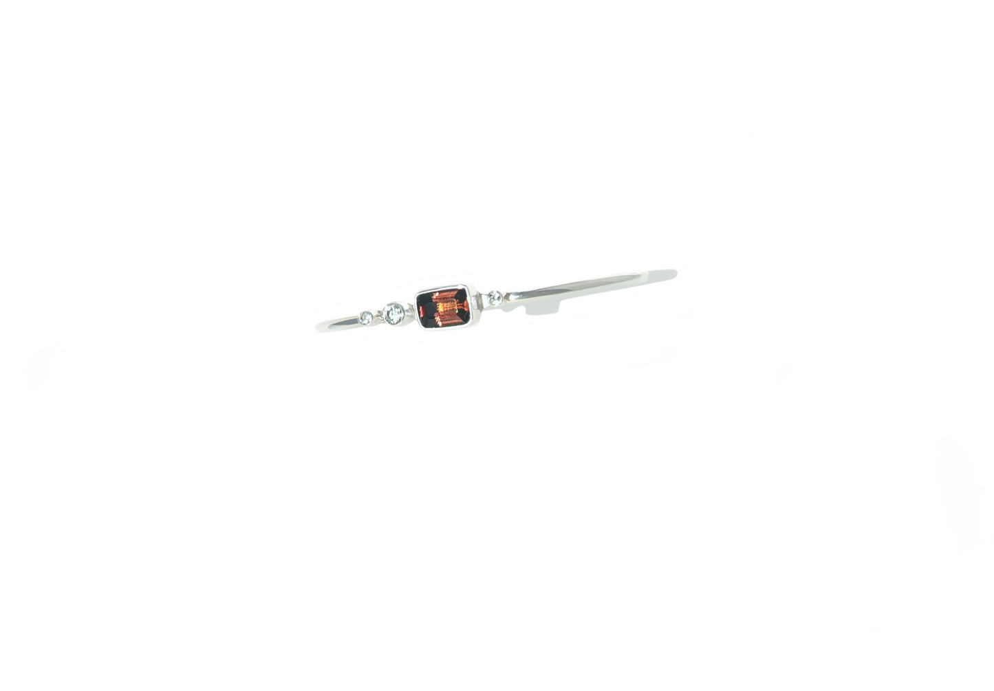 Emerald Cut Tourmaline & Diamond Cuff Bracelet in Sterling Silver
