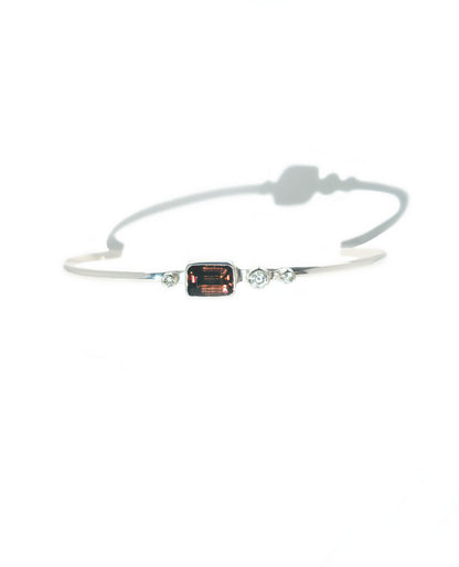 Emerald Cut Tourmaline & Diamond Cuff Bracelet in Sterling Silver