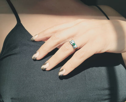 Emerald & Diamond Signet Ring