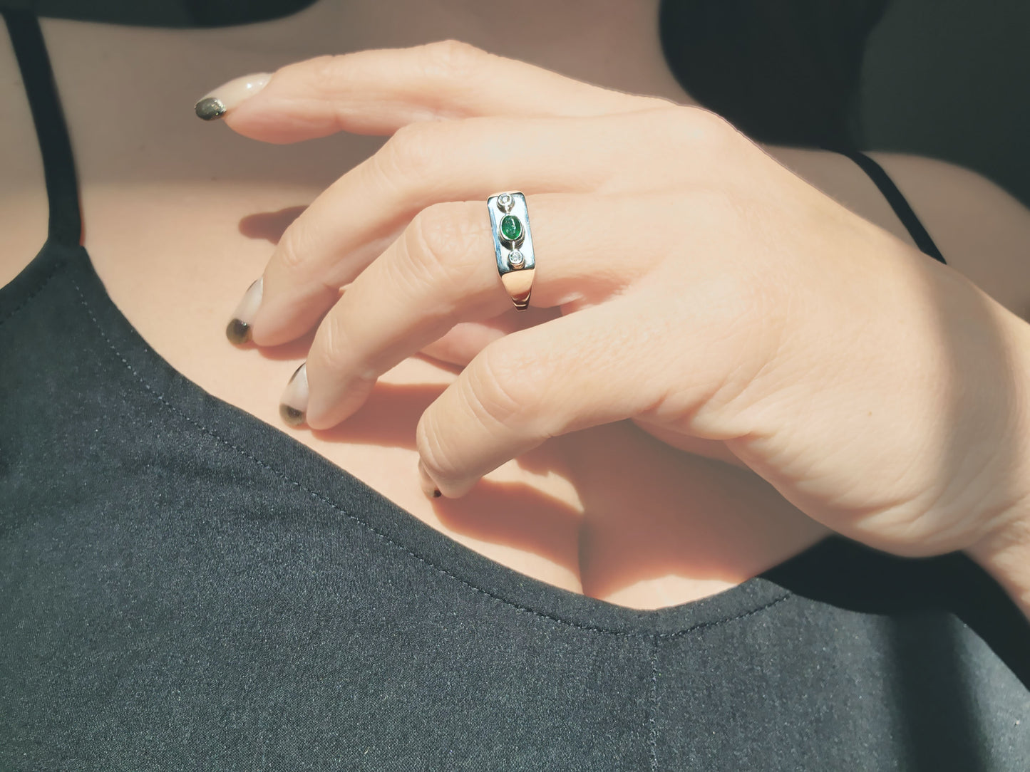 Emerald & Diamond Signet Ring