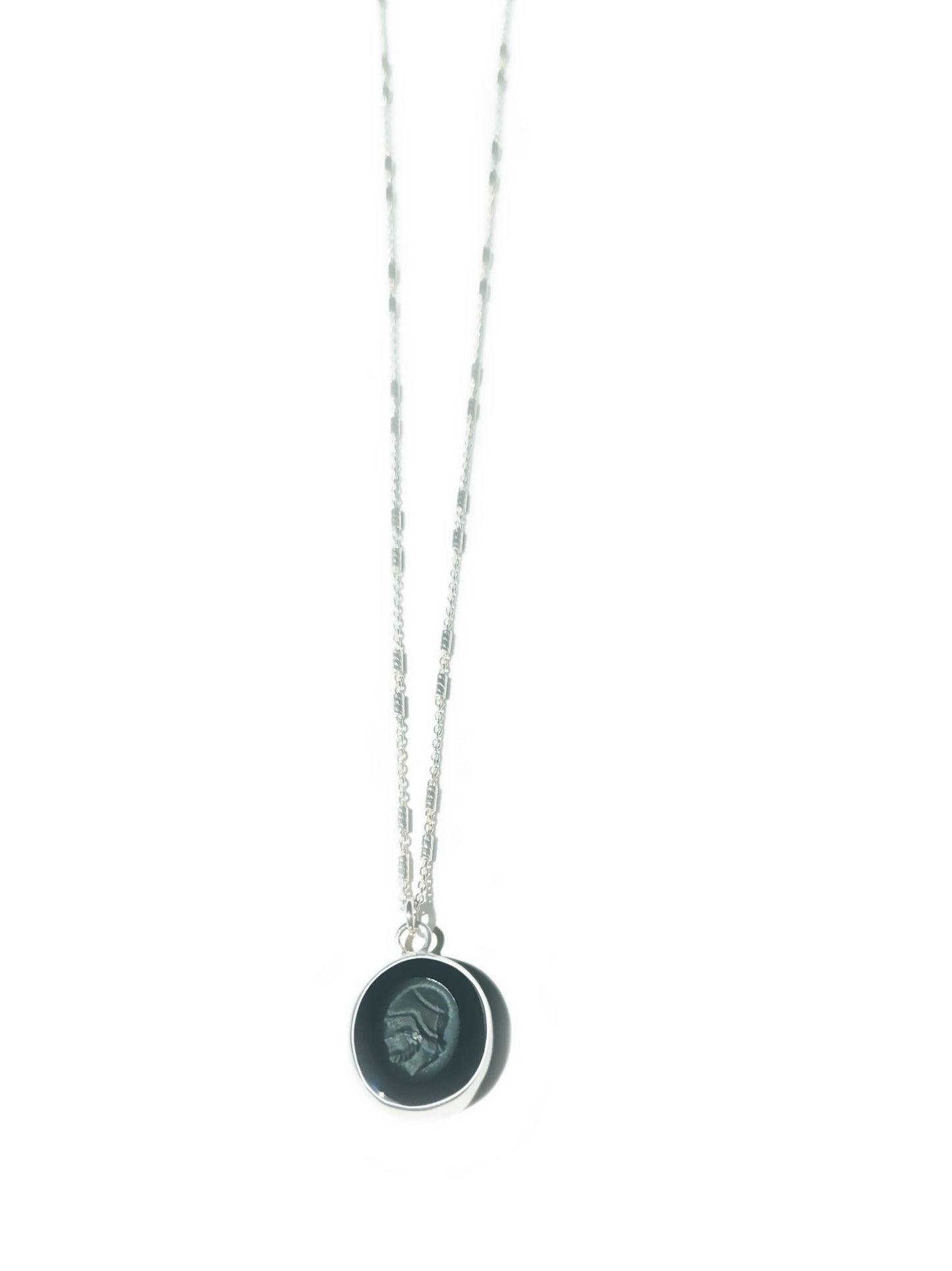 Hematite Warrior Cameo Necklace