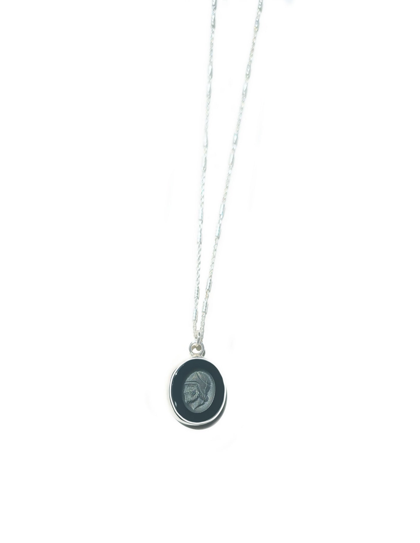 Hematite Warrior Cameo Necklace