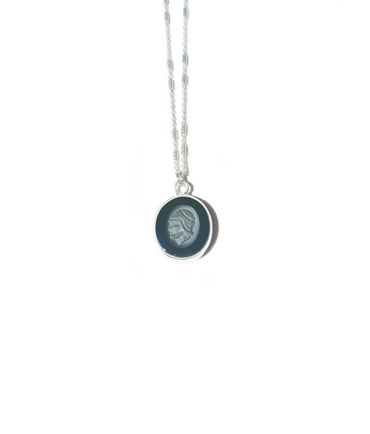 Hematite Warrior Cameo Necklace