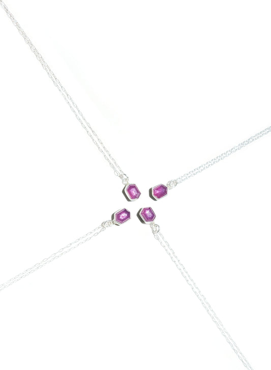 Hexagon Cut Pink Sapphire Necklace