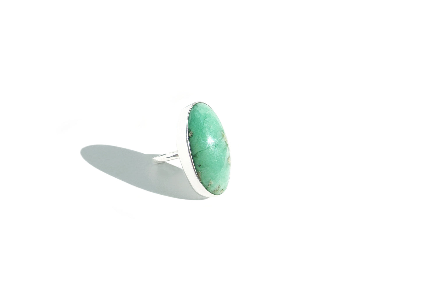 Large Oval Variscite Ring in Sterling Silver