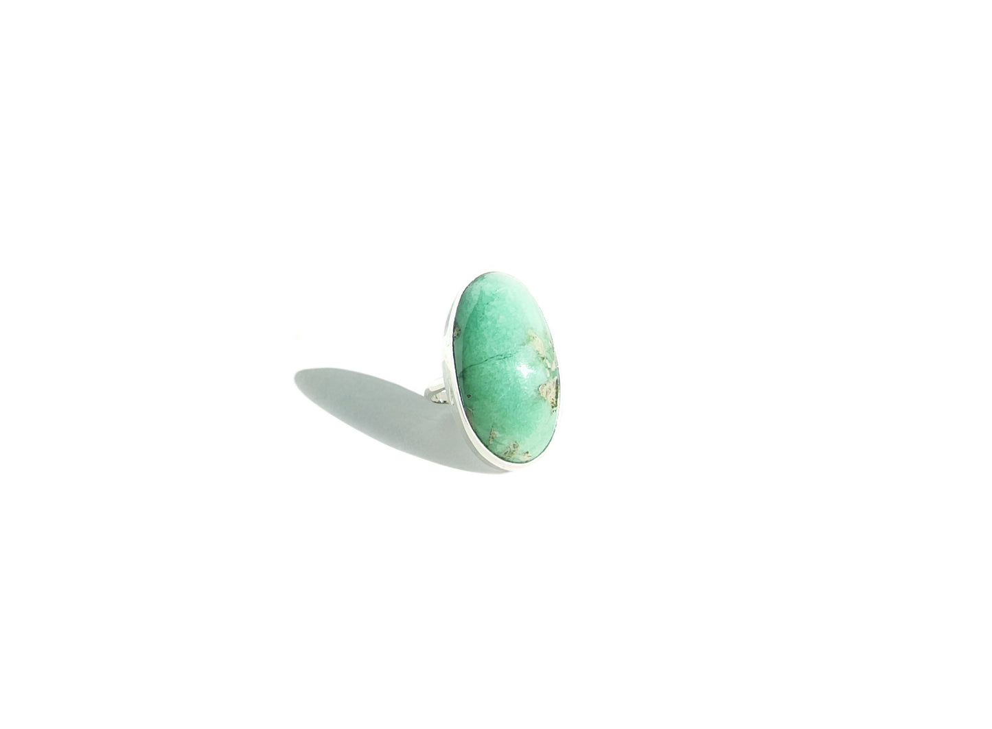 Large Oval Variscite Ring in Sterling Silver