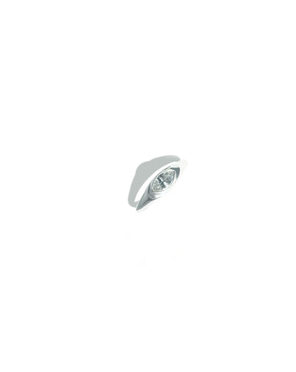 Marquise Cut White Zircon Signet Ring