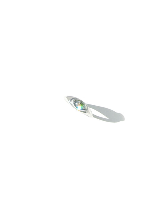 Marquise Cut White Zircon Signet Ring