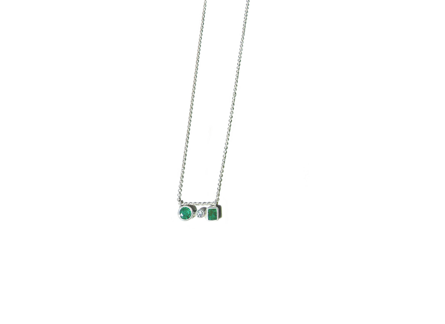 Mixed Shape Emerald & Diamond Necklace