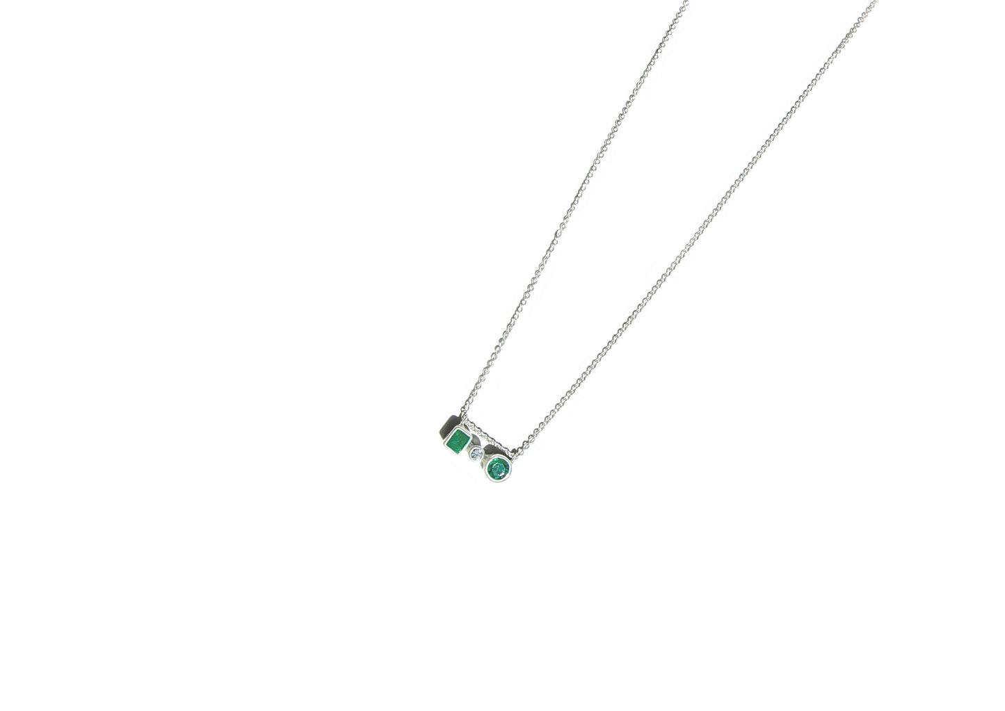 Mixed Shape Emerald & Diamond Necklace