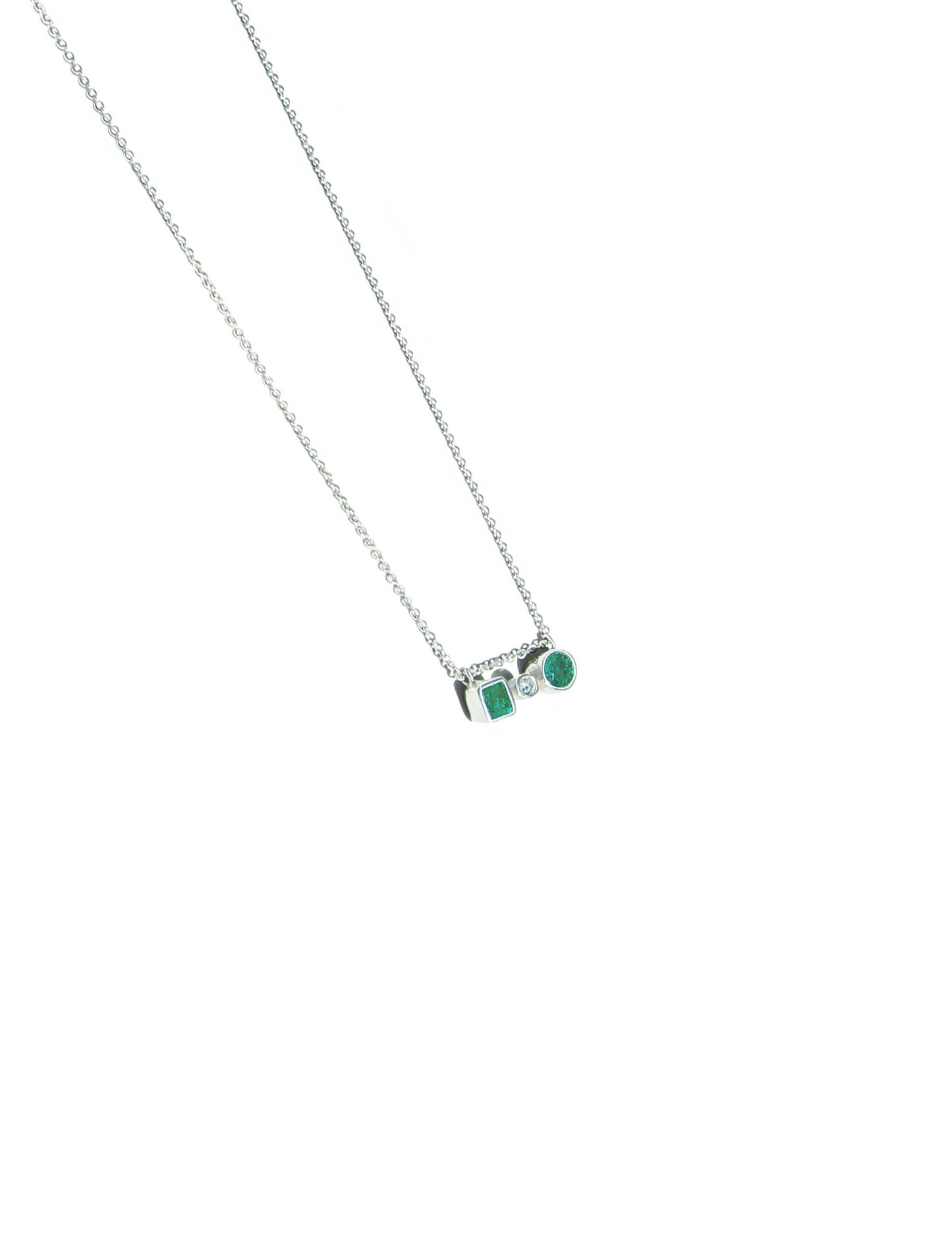 Mixed Shape Emerald & Diamond Necklace