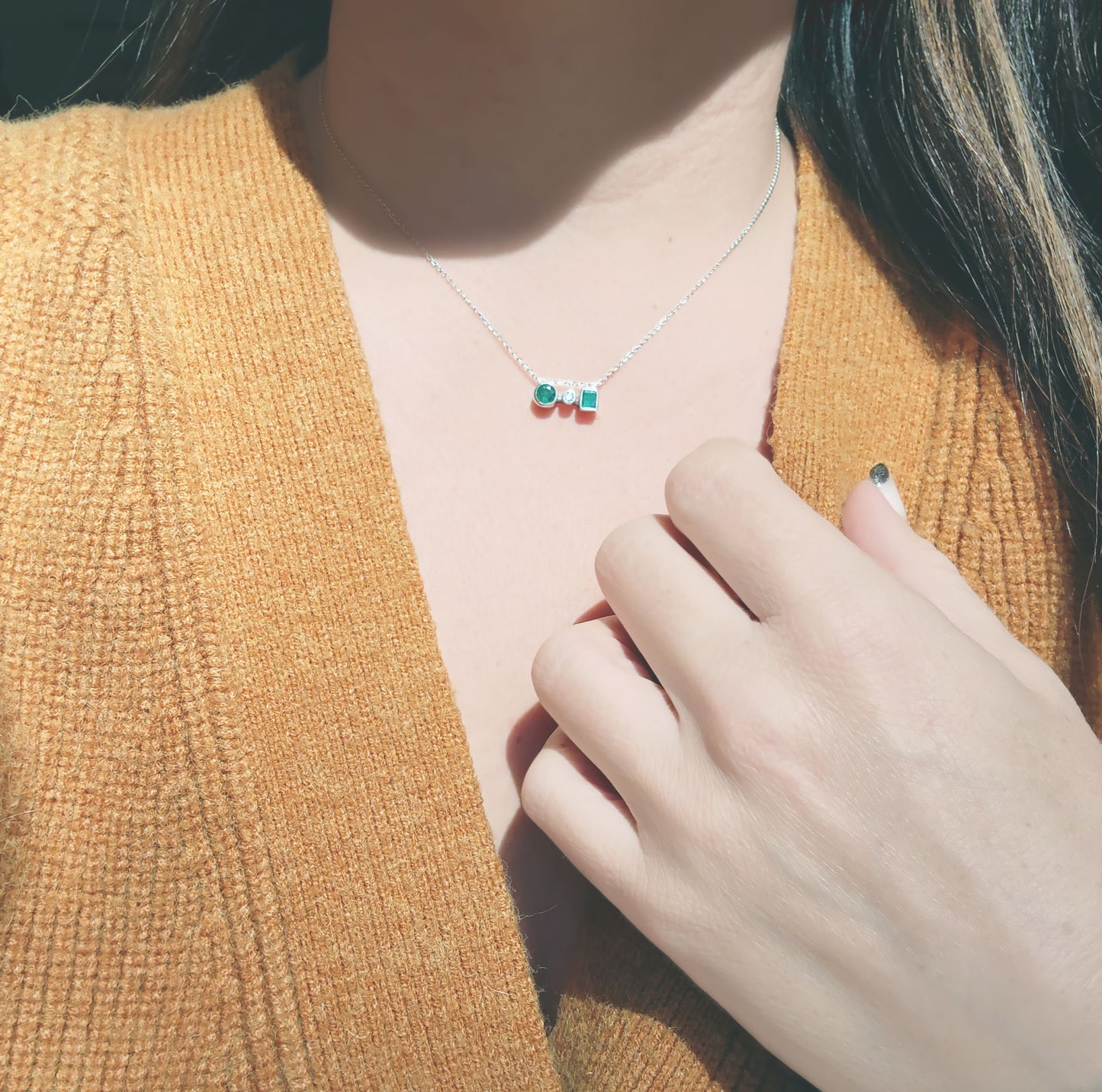 Mixed Shape Emerald & Diamond Necklace