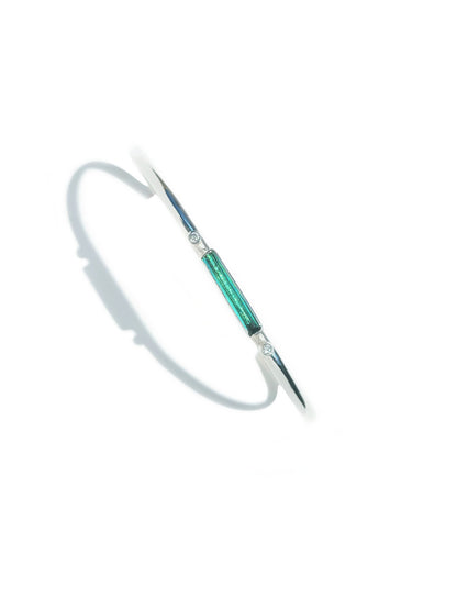 Baguette Cut Blue-Green Tourmaline & Diamond Cuff Bracelet