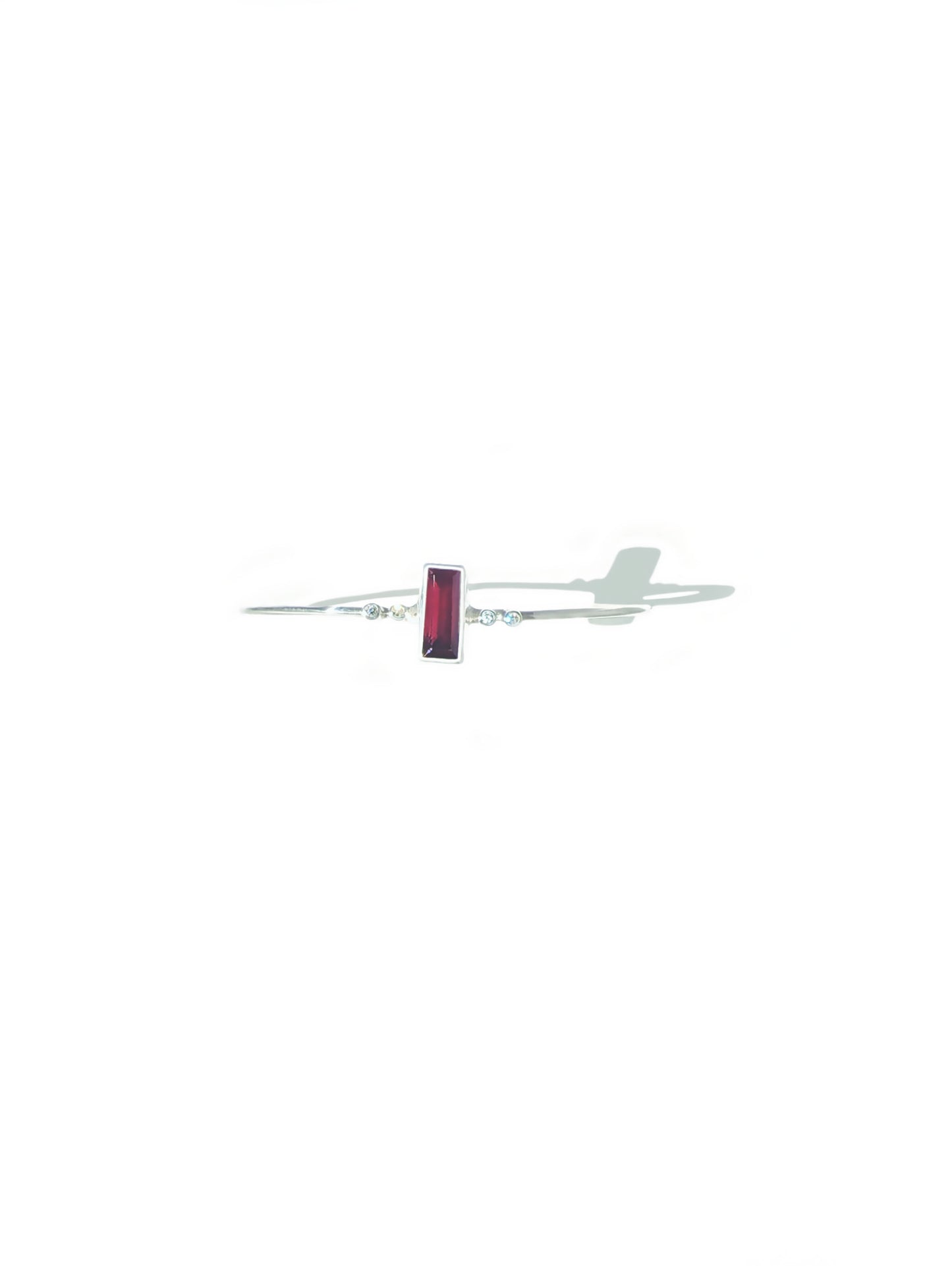 Baguette Cut Rhodolite Garnet & Diamond Cuff Bracelet