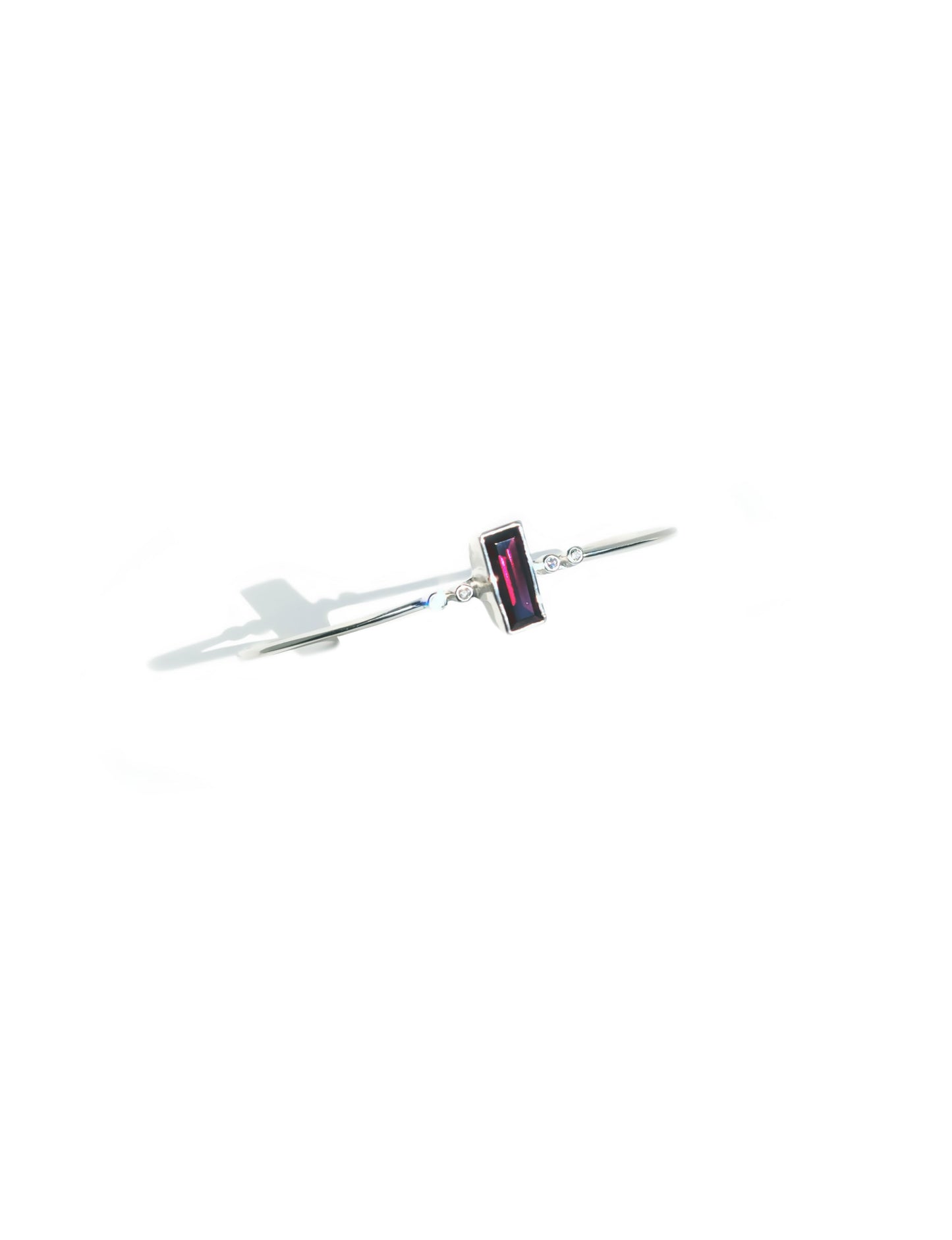 Baguette Cut Rhodolite Garnet & Diamond Cuff Bracelet