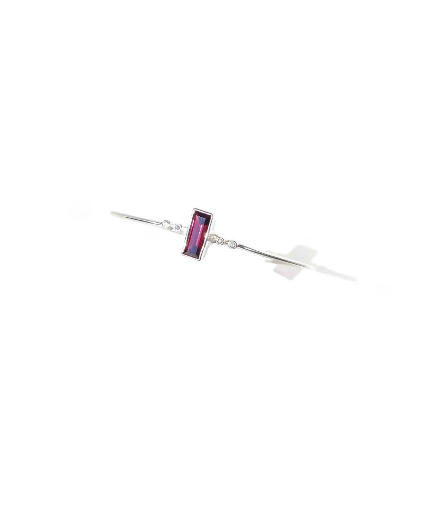 Baguette Cut Rhodolite Garnet & Diamond Cuff Bracelet
