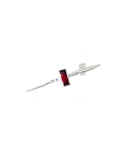 Baguette Cut Rhodolite Garnet & Diamond Cuff Bracelet