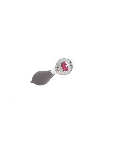 Oval Cut Ruby & Diamond Signet Ring