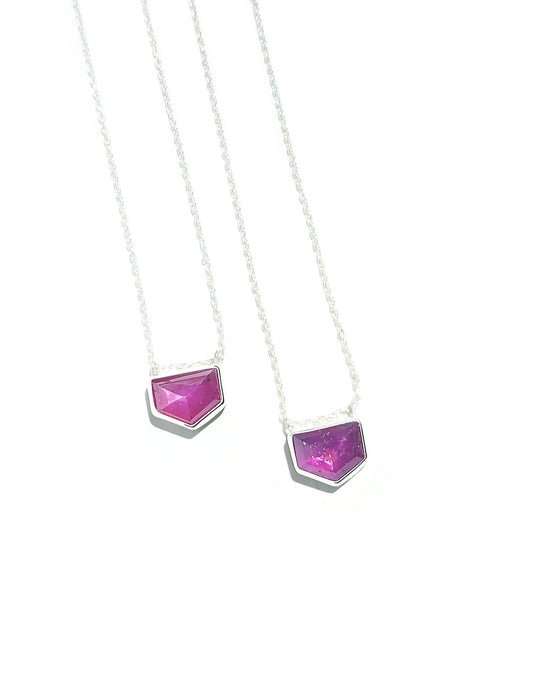Pink Sapphire Shield Necklace