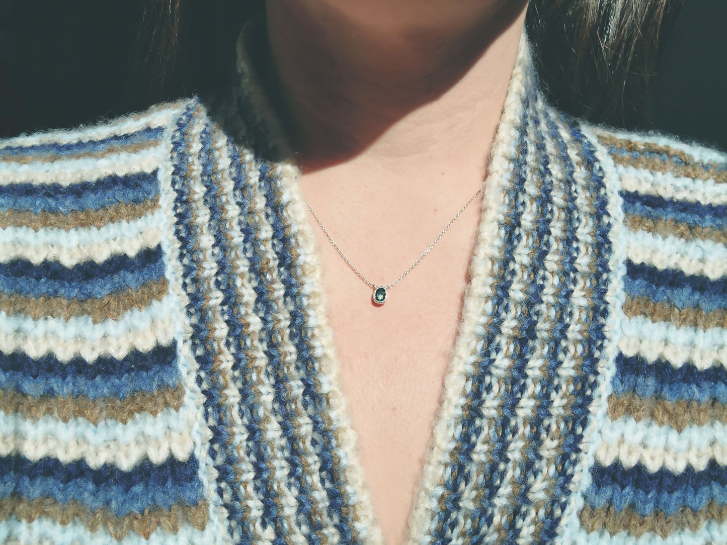 Small Faceted Oval Sapphire Necklace