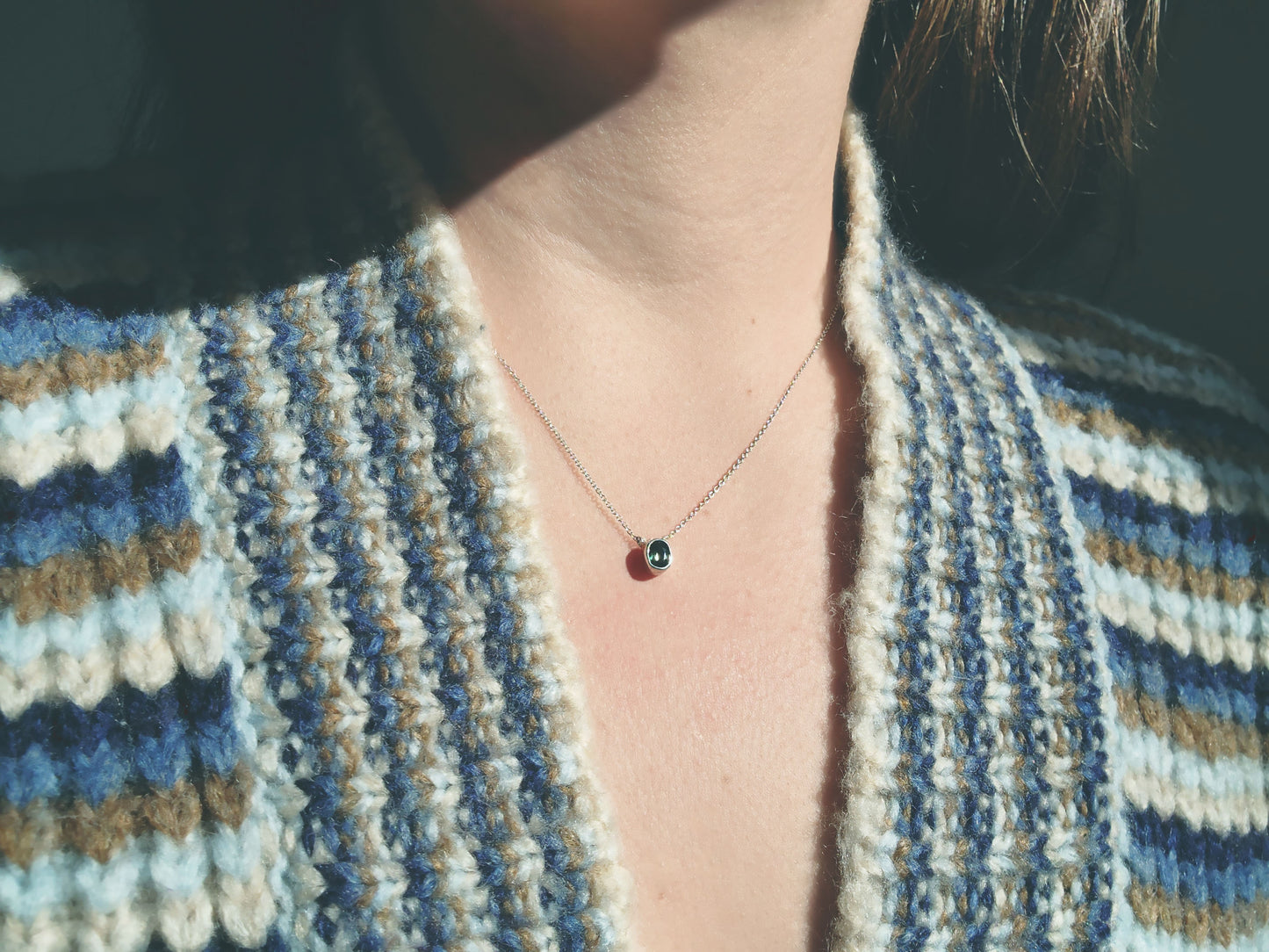 Small Faceted Oval Sapphire Necklace