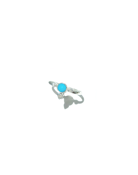Turquoise & Three Stone Diamond Ring