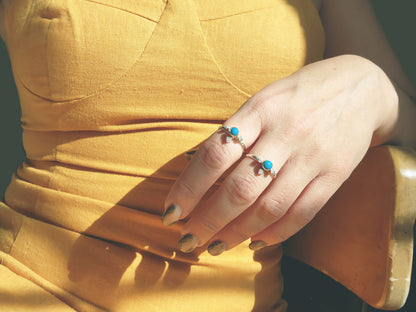 Turquoise & Three Stone Diamond Ring