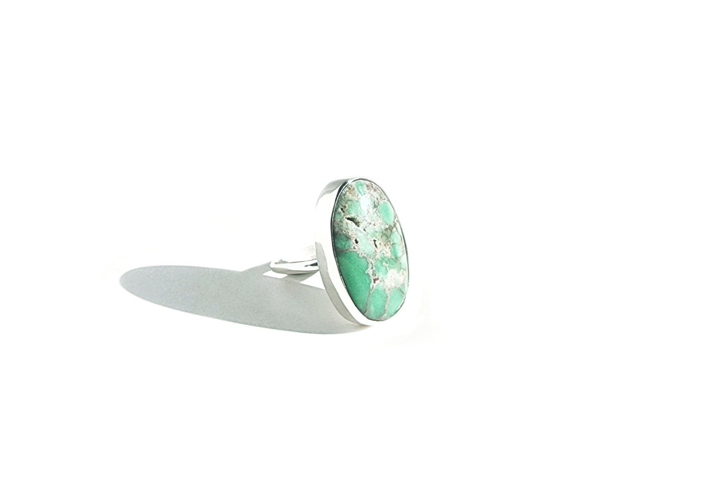 Oval Variscite Ring in Sterling Silver