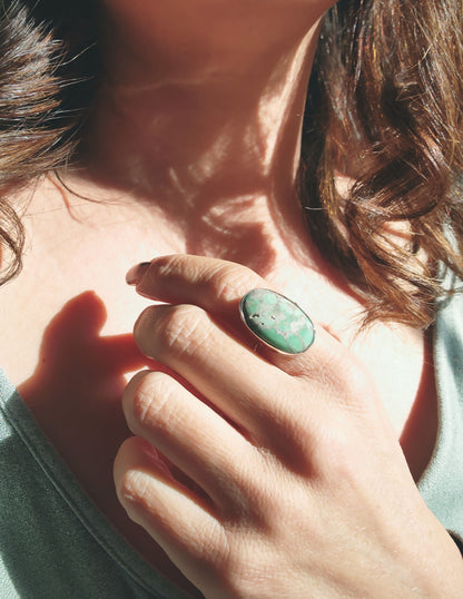 Oval Variscite Ring in Sterling Silver
