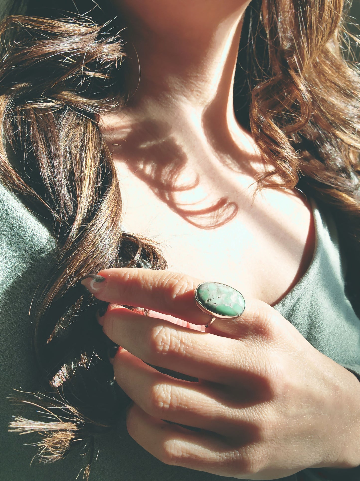 Oval Variscite Ring in Sterling Silver